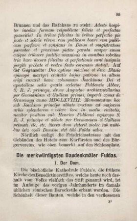 Die merkwürdigsten Baudenkmäler Fuldas.