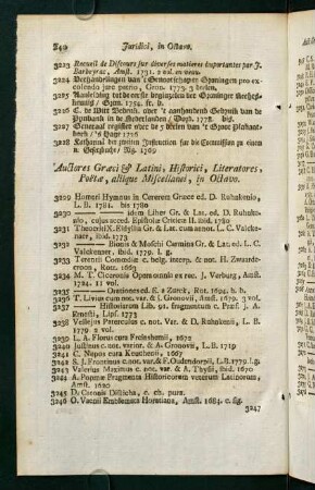 Auctores Graeci & Latini, Historici, Literatores, Poetae, aliique Miscellanei