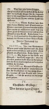 IV. Christliche Gesänge/ Von den vier lezten Dingen.