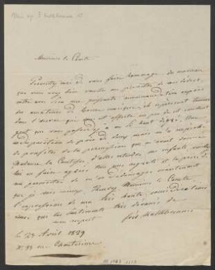 Brief an Comte de Raynival : 23.04.1829