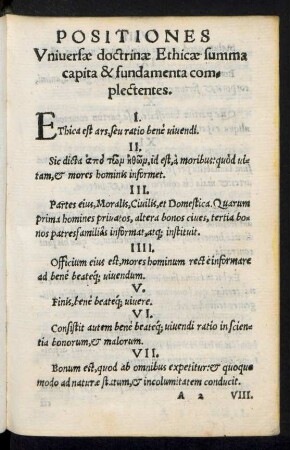 Positiones Universae doctrinae Ethicae summa capita & fundamenta complectentes.