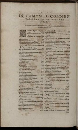 Index In Tomum II. Commentariorum In Problemata Aristotelis