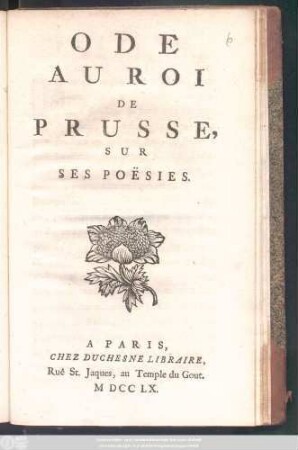 Ode Au Roi De Prusse, Sur Ses Poësies