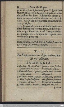 Tit. II. De Definitione ac differentia Feudi & Allodii