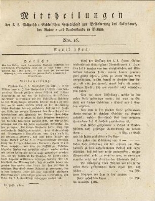 16.1822: Mittheilungen. Nro. 16. April 1822.