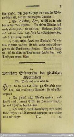 4. Dankbare Erinnerung der göttlichen Wohlthaten