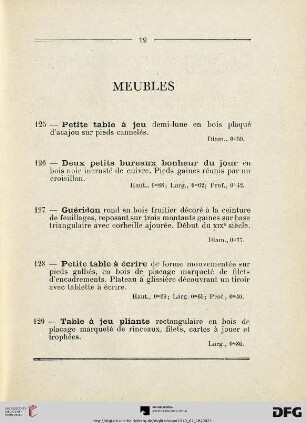 Meubles (Nr. 125-136)