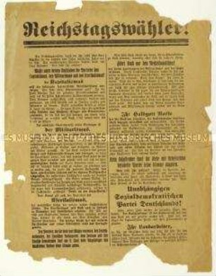 Aufruf der USPD zur Reichstagswahl 1920