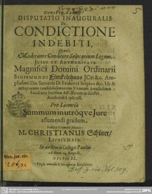 Disputatio Inauguralis De Condictione Indebiti
