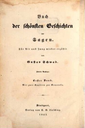 Die deutschen Volksbücher : für Jung und Alt wieder erzählt, 1 : Mit zwei Kupfern zur Genovefa