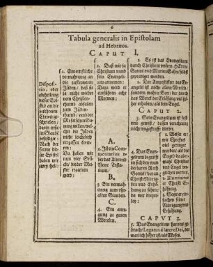 Tabula generalis in Epistolam ad Hebræos.