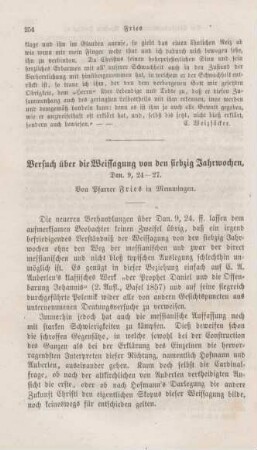254-270 Versuch über die Weissagung von den siebzig Jahrwochen, Dan. 9,24-27