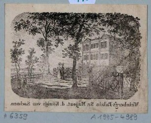 Die alte Königliche Villa (Palais) des Königs Friedrich August II. am Weinberg in Wachwitz bei Dresden, 1825 im italienischen Stil gebaut, 1890 für größeren Neubau abgerissen