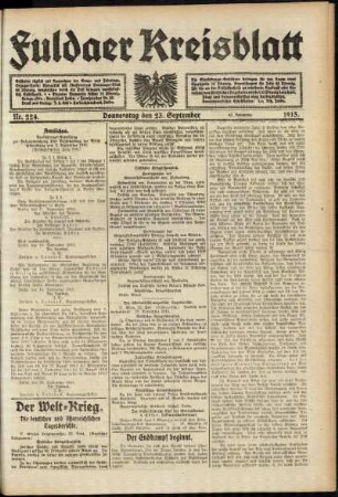 Ausgabe vom Donnerstag, den 23. September 1915.