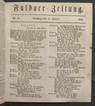 Dienstag, den 31. Januar. 1832