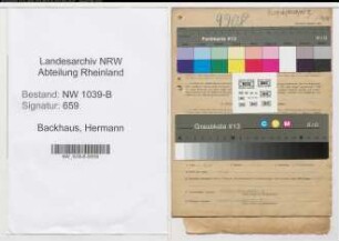 Entnazifizierung Hermann Backhaus , geb. 14.12.1909 (Betriebsleiter)