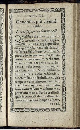 XXVIII. Generales pie vivendi regulae