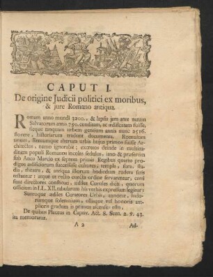 Caput I. De origine Iudicii politici ex moribus, & iure Romano antiqua.
