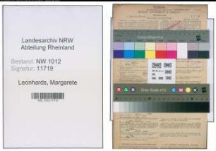 Entnazifizierung Margarete Leonhards , geb. 04.03.1886 ()