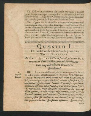 Quaestio I. - Quaestio VII.