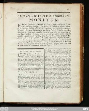 Glossae Divinorum Librorum, Monitum.