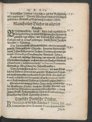 Mancherley Bücher in allerley Künsten.