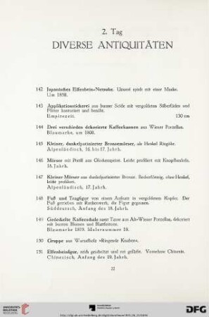 Diverse Antiquitäten (Nr. 142-319)