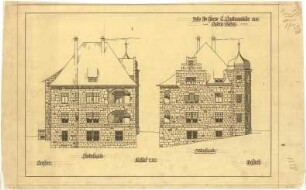 Billing, Hermann; Baden-Baden, Vicentistr. 14; Haus Beuttenmüller senior - Rückfassade (Ansicht); Seitenfassade (Ansicht)