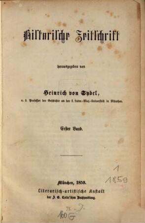 Historische Zeitschrift : HZ. 1. 1859
