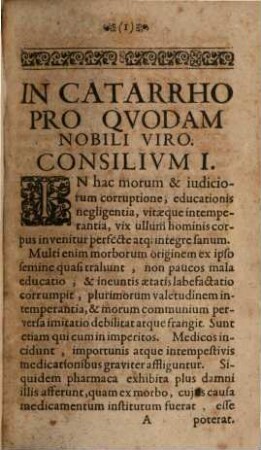 Consiliorum et epistolarum medicinalium liber .... 1, Liber primus, cui accessit ... introductio ad artem Medicam