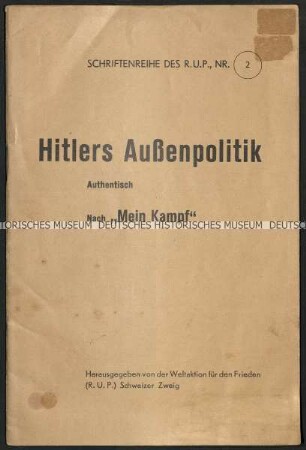 Abhandlung über Hitlers Pläne zur Außenpolitik auf Grundlage von "Mein Kampf"