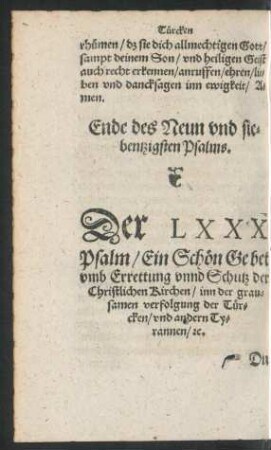 Der LXXX Psalm ...