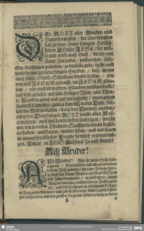 Leichenpredigt : Der unverzagte Plötze. [Antritt]. [Text]. Post-Illa. [Abhandlung]