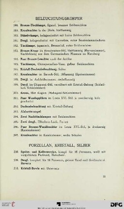 Porzellan, Kristall, Silber (Nr. 208-270)