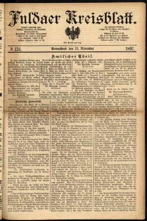 Erste Ausgabe vom Samstag, den 13. November 1897.