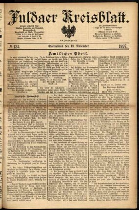 Erste Ausgabe vom Samstag, den 13. November 1897.
