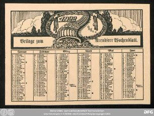 Arendsee'r Wochenblatt, Beilage zum Arendseer Wochenblatt. [Kalender 1922].
