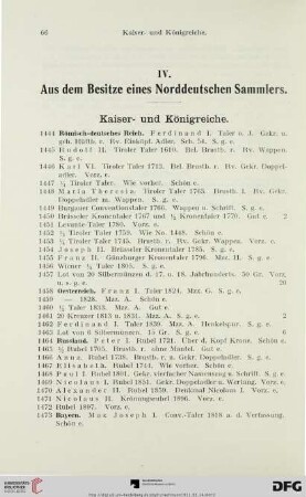 IV. Aus dem Besitz eines Norddeutschen Sammlers (Nr. 1444-1834)