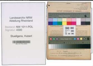 Entnazifizierung Hubert Stuellgens , geb. 26.10.1903 (Polizist)