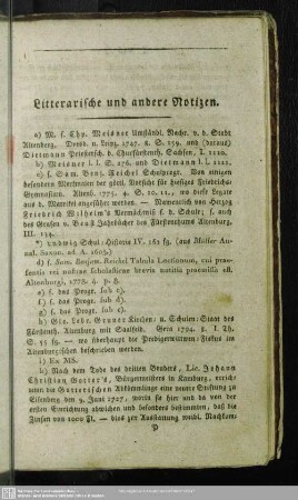 Litterarische und andere Notizen