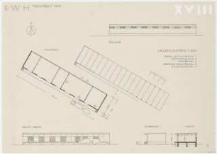 Studienarbeiten: Preisarbeit, Entwurf für Kraftwagenhof, Lagerschuppen, 1:200