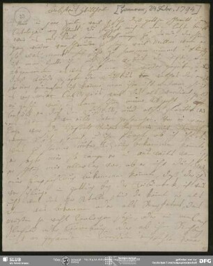 Eigenh. Brief von Johanna Christiane Erdmuthe Schlegel an August Wilhelm von Schlegel, Hannover, 24.02.1794