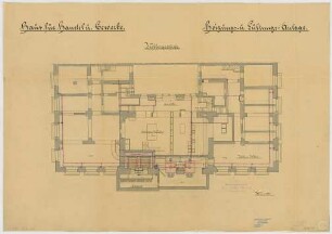 Thiersch, Friedrich von; München; Haus für Handel und Gewerbe - Heizung, Lüftung (Grundriss Keller)