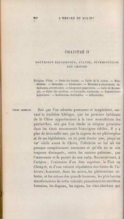 Chapitre II: Doctrines religieuses, cultes, superstitions des Chinois