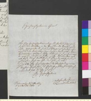Brief von Conrad an Goethe, Johann Wolfgang von