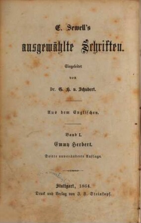 E. Sewell's ausgewählte Schriften, 1