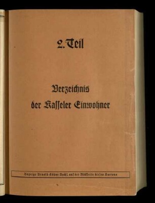 Verzeichnis der Kasseler Einwohner
