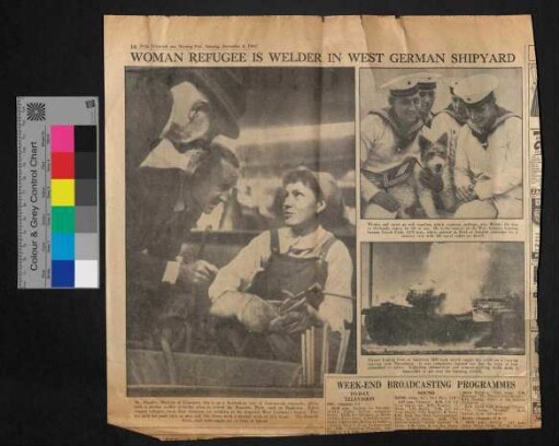 Women refugee is welder in W. German Shipyard - Daily Telegraph and Morning Post, Saturday, 09.9.1961