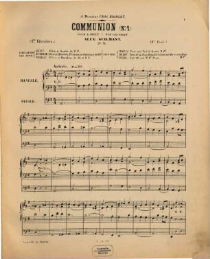 Pièces dans différents styles : pour orgue, 1re livraison. Op. 15