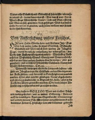 VII. Von Aufferstehung unsers Fleisches.